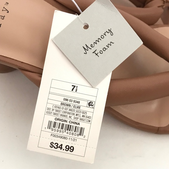 A NEW DAY Elvie Sandals Kitten Heel Sandals Thong Brown Tan Women’s Size 7.5 - Picture 13 of 15